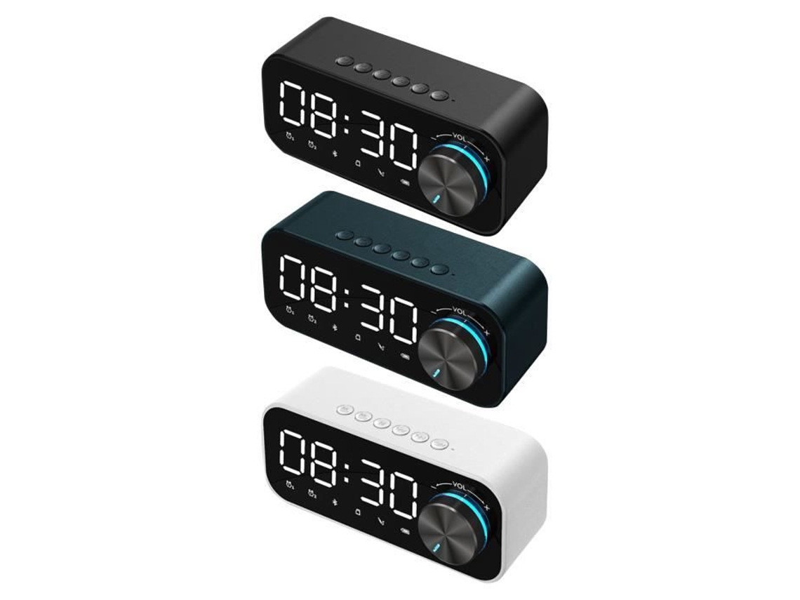 Reloj HURRISE con Altavoz Radio Reloj Digital Reproductor de Video 2 Hojas de Sierra Pequeñas y 2 Hojas de Sierra Grandes