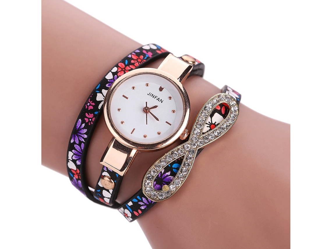 Reloj De Pulsera De Cuarzo Para Mujer Con Brazalete Multicapa Y Diamantes De Imitación.