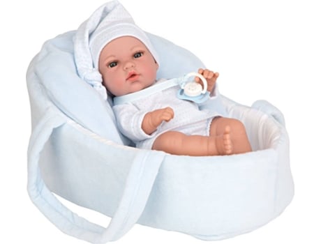 Muñeco ARIAS Elegance 33 cm Natal Azul c/ Capazo y Cojin (Edad Mínima: 0 Años - 28 x 20,5 x 41 cm)