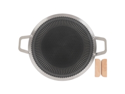 Plato de barbacoa coreano, acero inoxidable, 38 cm, fácil de limpiar