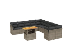 Maison Exclusive - Set De Sofás De Jardín 11 Pzas Y Cojines Ratán Sintético Gris