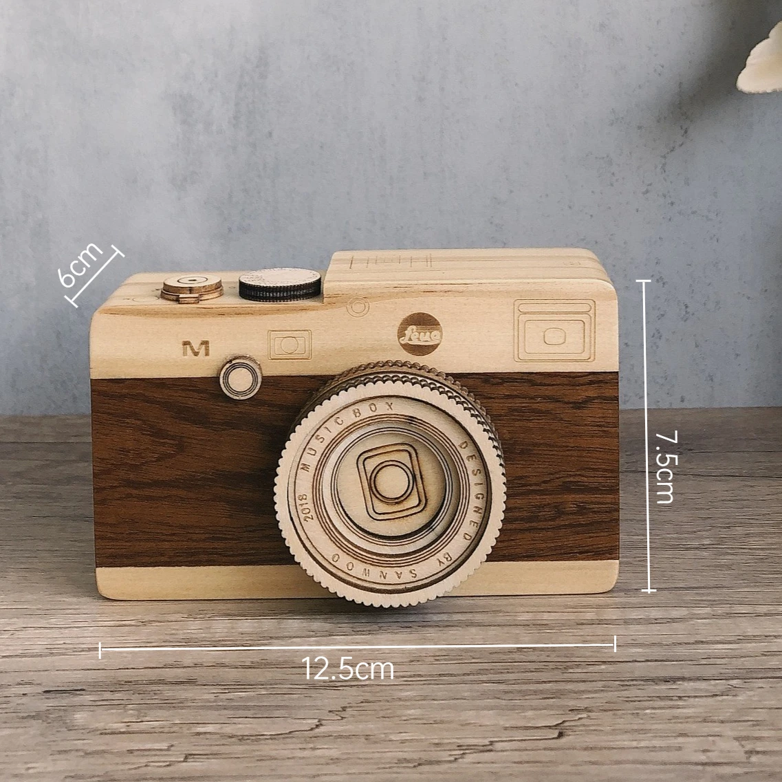 (estilo 1) Caja De Música De Madera Vintage Con Forma De Cámara, Caja De Música Mecánica Hecha A Mano Con Forma De Cámara.