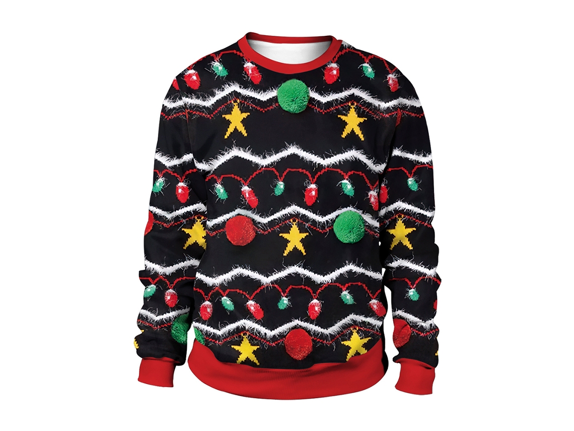 Jersey Navideño Con Estampado Digital, Cuello Redondo, Estilo Casual, Unisex, Ideal Para Parejas Y Fiestas.