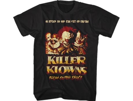 Camiseta Unisexo DEEPSTONE In Space No One Can Eat Ice Cream Killer Klowns From Outer Space Negro (M)