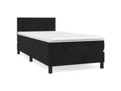 Maison Exclusive - Cama Box Spring Con Colchón Terciopelo Negro 80x200 Cm