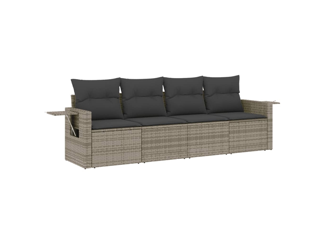 Maison Exclusive - Set De Sofás De Jardín 4 Pzas Y Cojines Ratán Sintético Gris