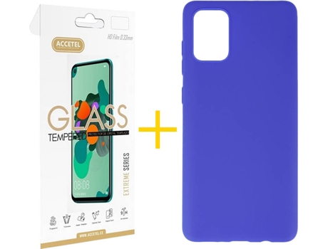 Kit Funda + Protector de Pantalla Samsung Galaxy A71 5G ACCETEL Liso (Azul)
