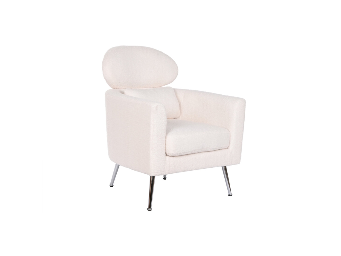 Poltrona de poliéster com pés de metal e cromados, 71x75x95cm