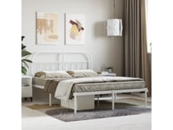 Estructura Cama Sin Colchón Con Cabecero Metal Blanco 140x200cm