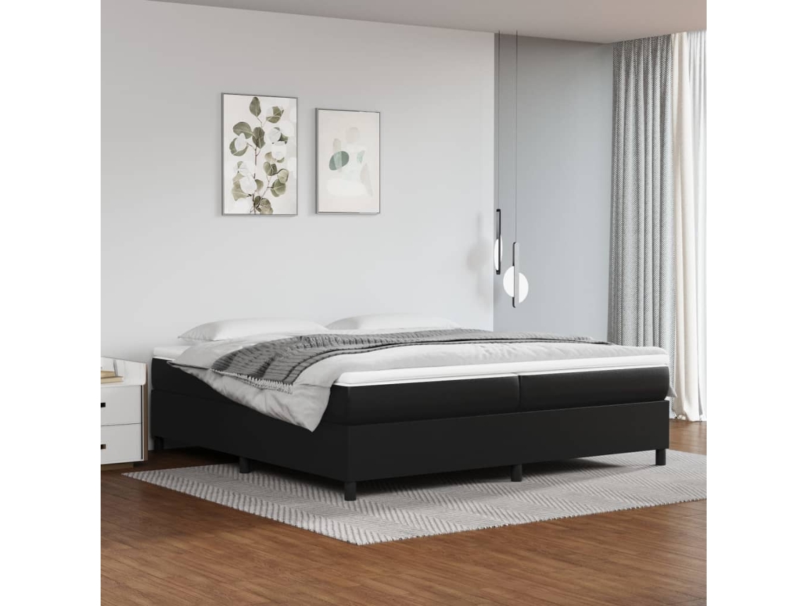 Estructura De Cama Sin Colchón Cuero Sintético Negro 200x200 Cm
