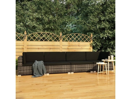 Conjunto 4 Conjunto de sofá de jardín VIDAXL Gris Poli Ratán (280x70x56 cm)