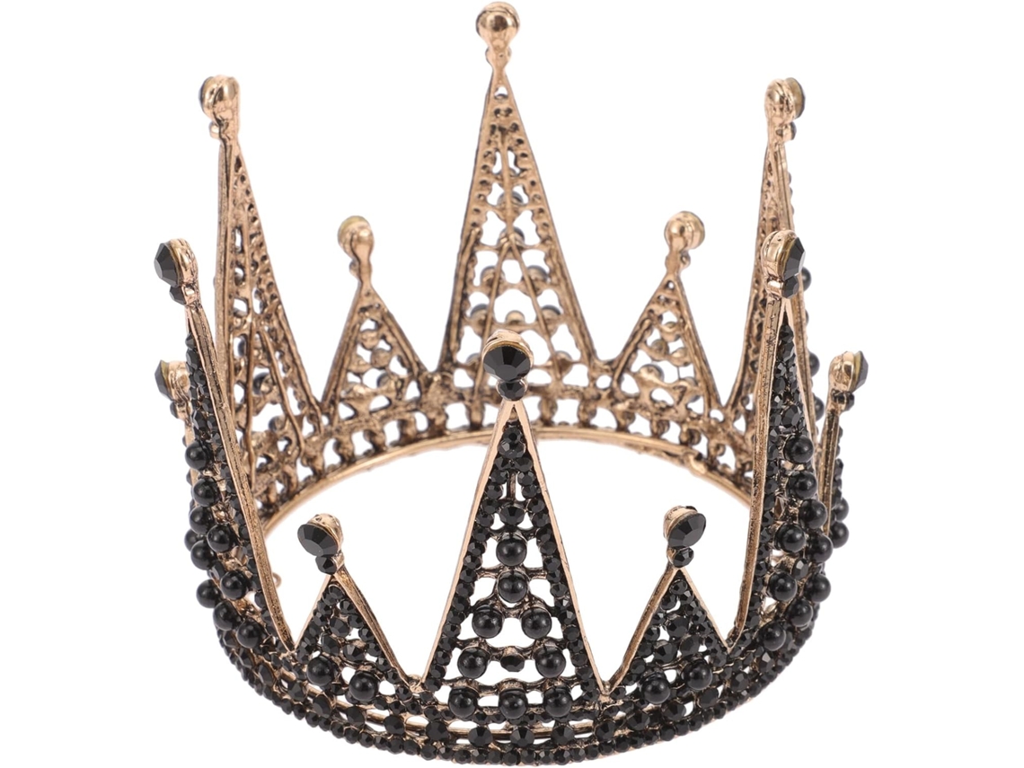 Corona Barroca Negra Ciieeo En Aleación Resistente A La Corrosión Con Diamantes De Imitación Negros, Accesorio Para El Cabello De Boda.
