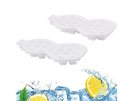 2 bandejas para cubitos de hielo con tapa, para bebidas de cócteles de whisky Bourbon, fácil liberación flexible, color blanco