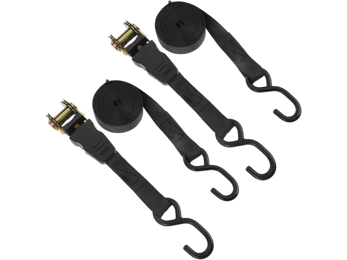 Correa De Fijación Negra De 25 Mm, Paquete De 2, Correas De Carga Con Trinquete De Alta Resistencia Para Coches Y Motocicletas.