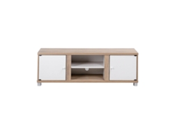 Mueble TV Dela Cabinet 2 Puertas, Blanco y Cambria 150x50 cm SALDOSYSTOCKS