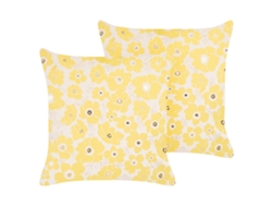 Juego de cojines decorativos BELIANI Triteleia de Terciopelo Amarillo 45x45x10