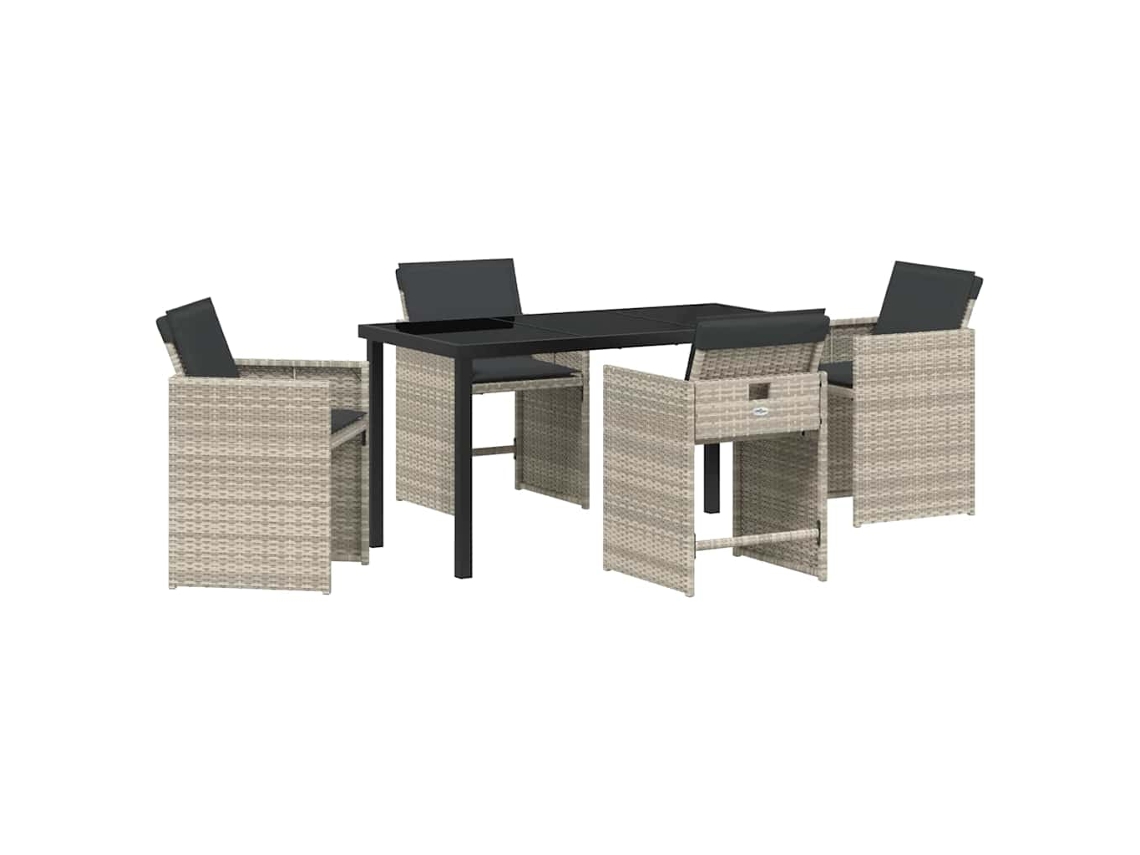 Juego de comedor de jardín de 5 piezas - Muebles de comedor de jardín de mimbre gris claro HARLANV1