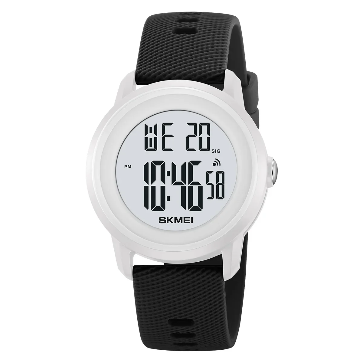 Reloj De Pulsera Deportivo Con Cronómetro (blanco Y Negro) Resistente Al Agua Hasta 5 Bares Con Función De Cuenta Regresiva Digital.