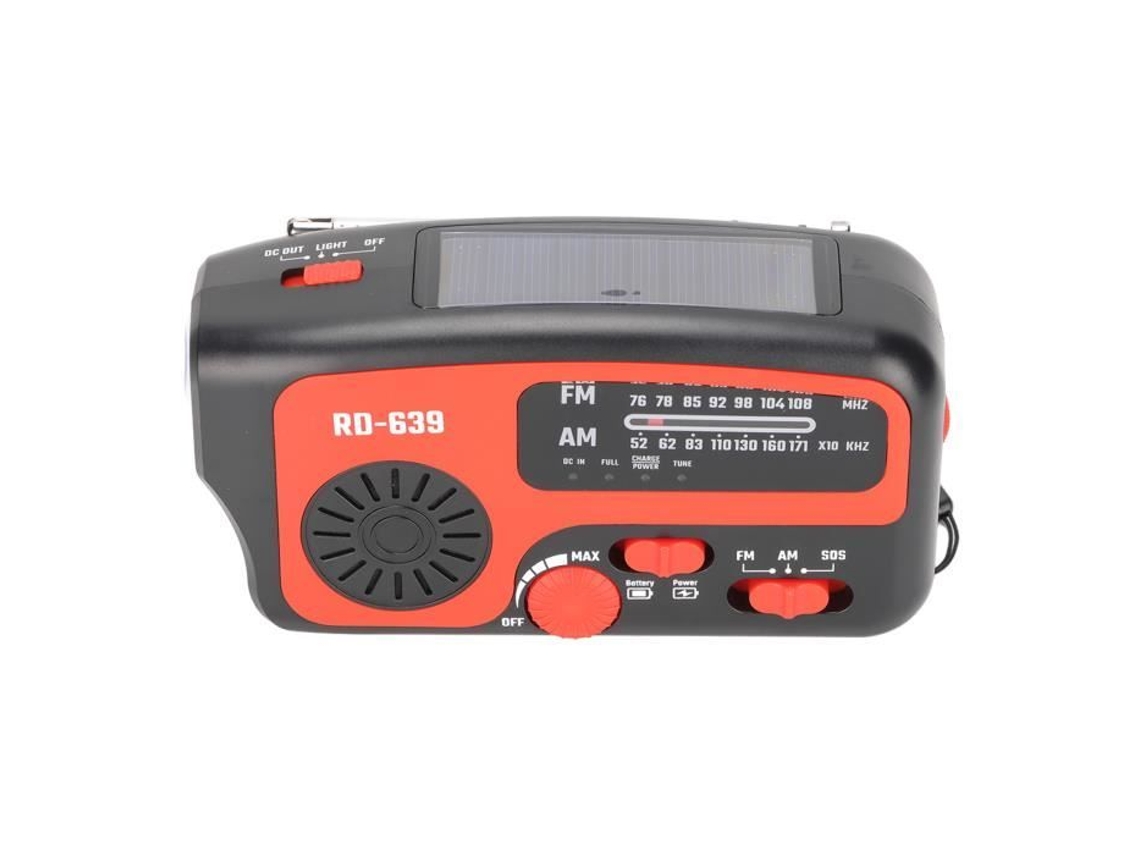 Radio de manivela Radio de emergencia Manivela Radio meteorológica de emergencia 1200 Mah Am Fm con carga solar Video Auto Radio HURRISE