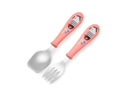 Set de Cubiertos Infantiles de 15 cm en Acero Inoxidable. Rosa CUITISAN