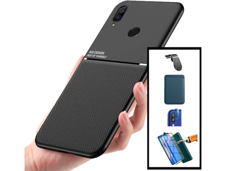 Kit Carcasa, Protector y Soporte Magnético Huawei P Smart Z PHONECARE Magnetic Lux, Magentic Wallet L Safe Driving Azul