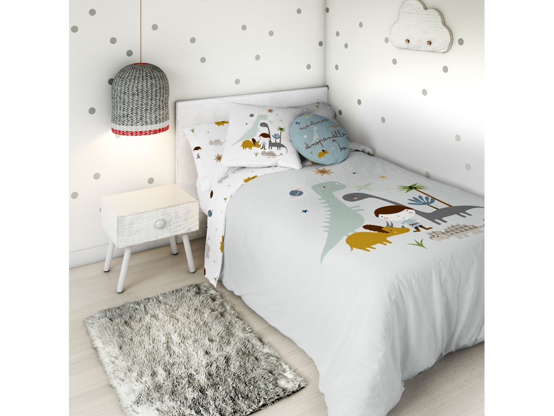 Funda Nórdica Reversible Estampada Infantil Cama 105 Algodón Extra Suave Fabricado En España Dinos Haciendo El Indio