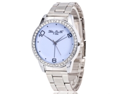 Relógio Unissex Rebirth Com Mostrador Quadrado De Quartzo E Pulseira De Couro Pu (branco Marrom) Com Strass