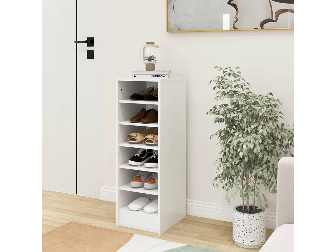 Zapatero | Zapatero de madera blanca Wsd560015 Lovely Home