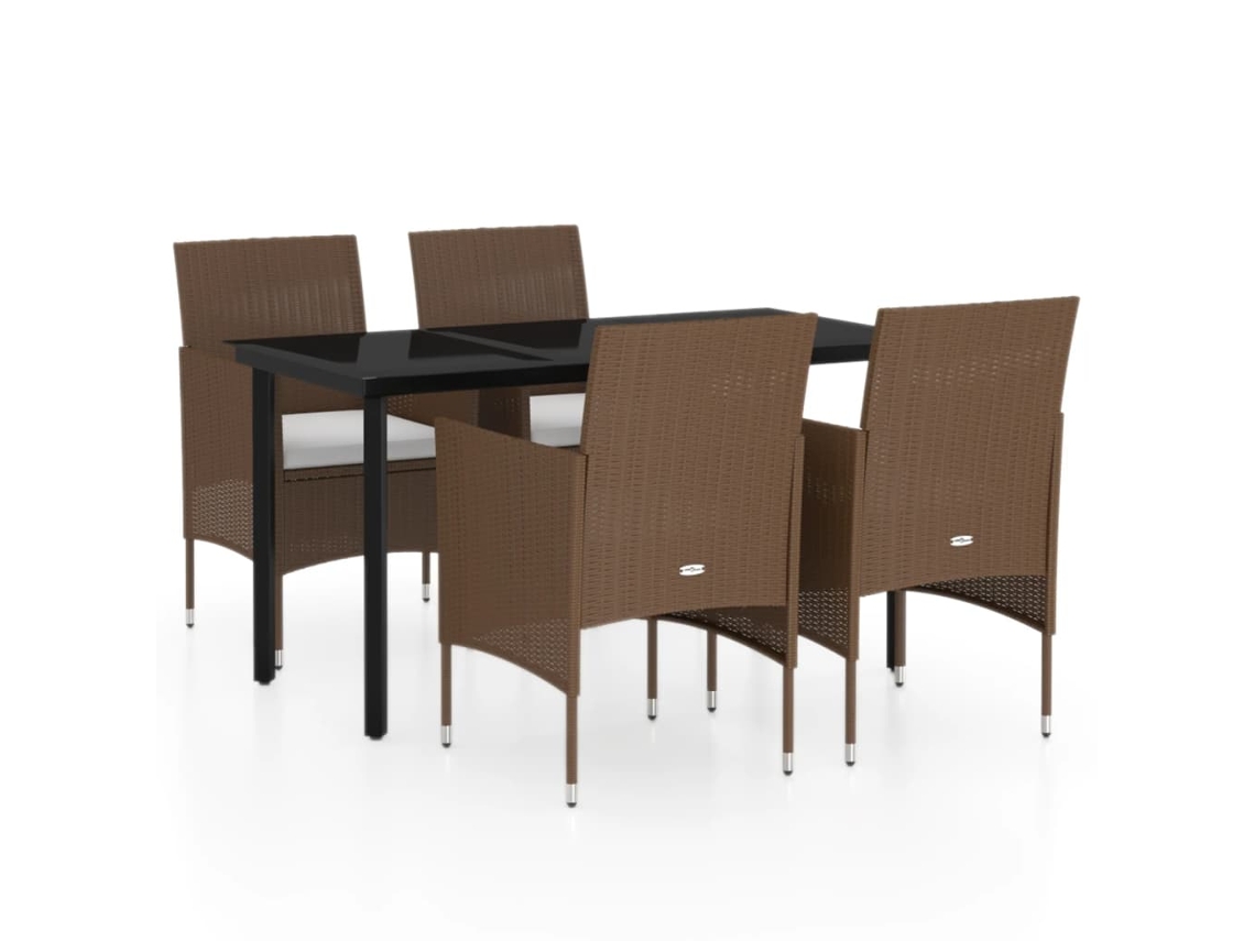 Maison Exclusive - Juego De Comedor De Jardín 5 Piezas Con Cojines Marrón Y Negro