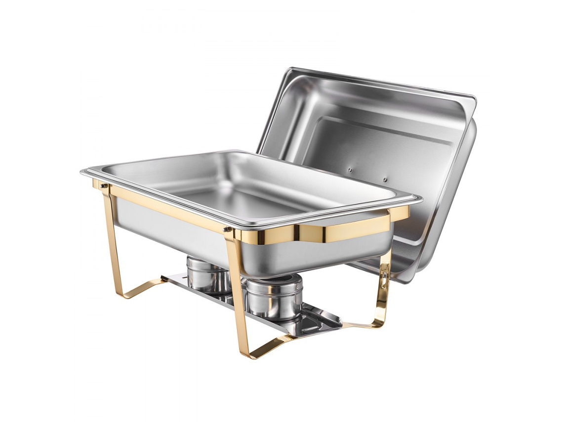 Juego de Chafing Dish de Acero Inoxidable Dorado para Buffet con 4 Piezas hasta 12L Tekmaquinas