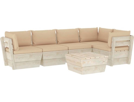 vidaXL Muebles de jardín de palets 6 piezas y cojines madera de abeto