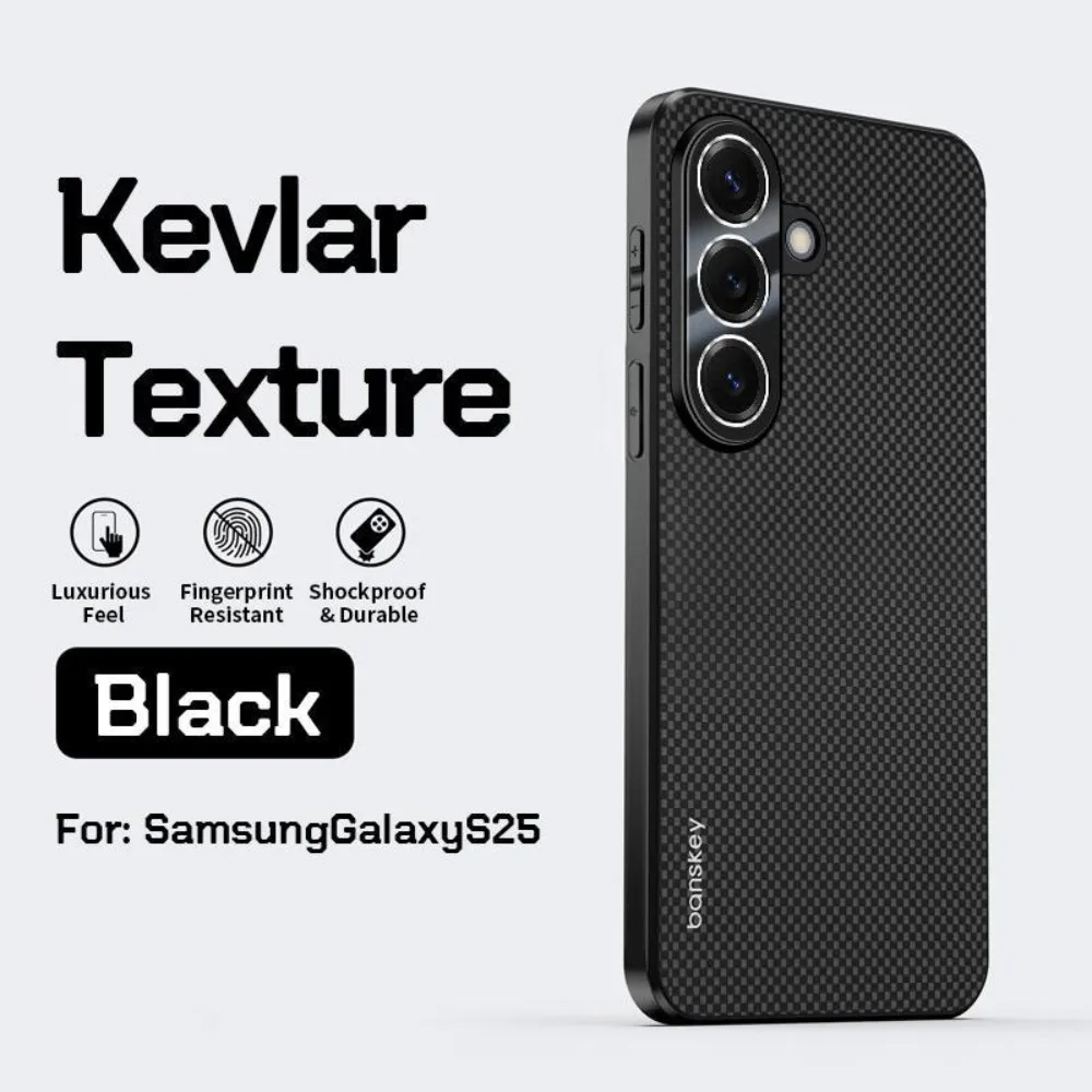 (negro, Galaxy S25) Funda Clásica De Fibra De Carbono Kevlar Texturizada, Funda Protectora Anti-caídas Scrub Pro Piel