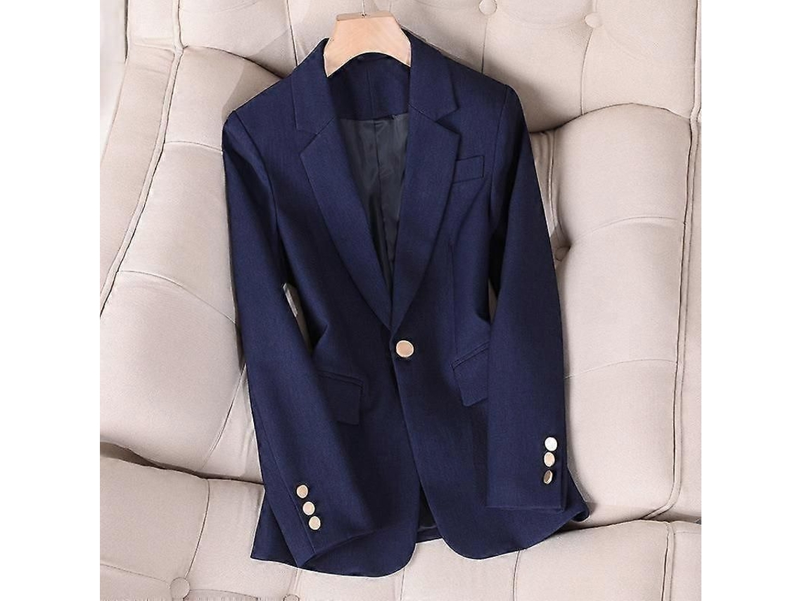 Chaqueta De Mujer Para Otoño E Invierno Estilo Profesional Slim Color Azul Marino L Azul Marino