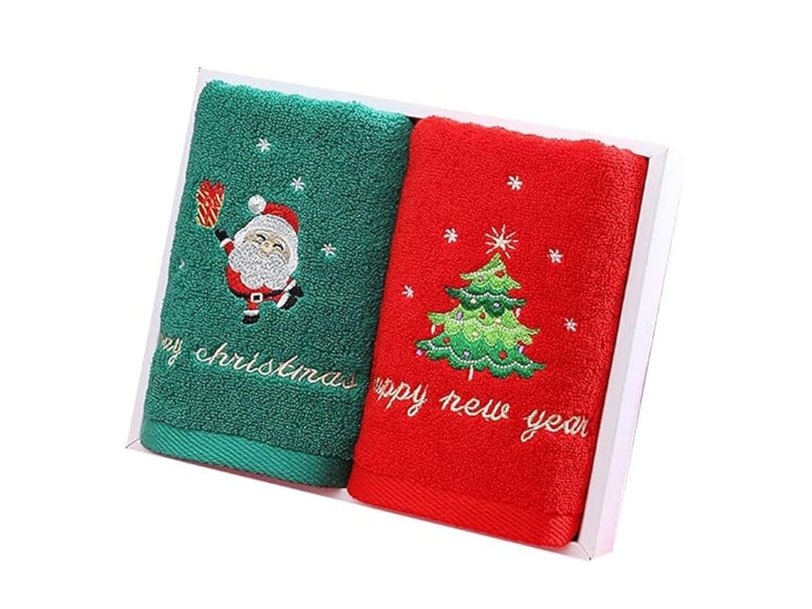 Juego De Toallas Con Temática Navideña (2 Piezas) Juego De Toallas De Baño De Papá Noel, Regalo Para Manos Y Cara
