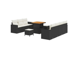 Maison Exclusive - Conjunto De Sofá De Jardín Con Cojín 10 Pcs Negro Y Crema