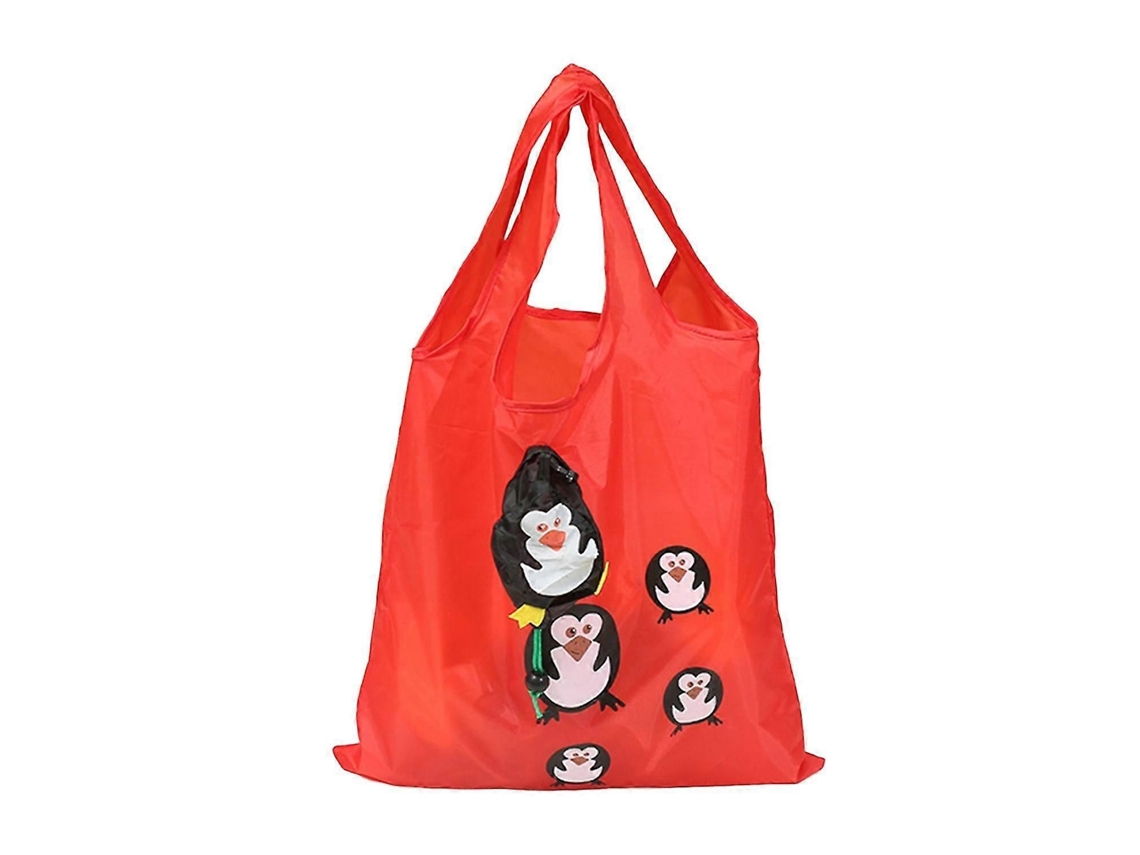Bolsa de compras con asa resistente, buen agarre, diseño de dibujos animados, bolsa de supermercado plegable, estampado de animales, para guardar fruta, GOKOCO