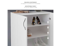 Armario Multiusos Zapatero CATTER HOUSE Rodas Blanco 60X33X87 Cm Con 2 Puertas Y 3 Baldas de Altura Ajustable Color Blanco
