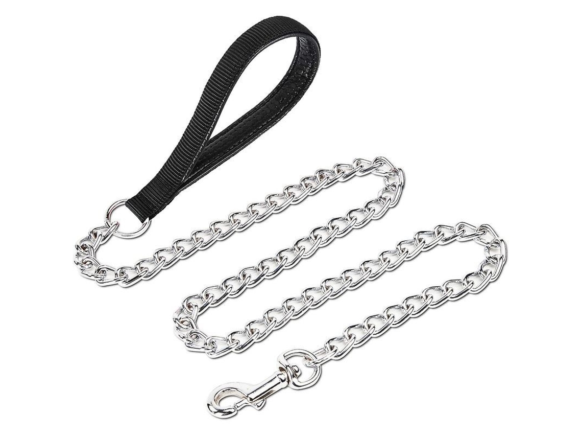 2026-cadena De Lazo Para Perros Grande, Acero Cromado Resistente A Mordiscos, Mango Acolchado, 6'/4.0mm, Ideal Para Paseos Y Entrenamiento