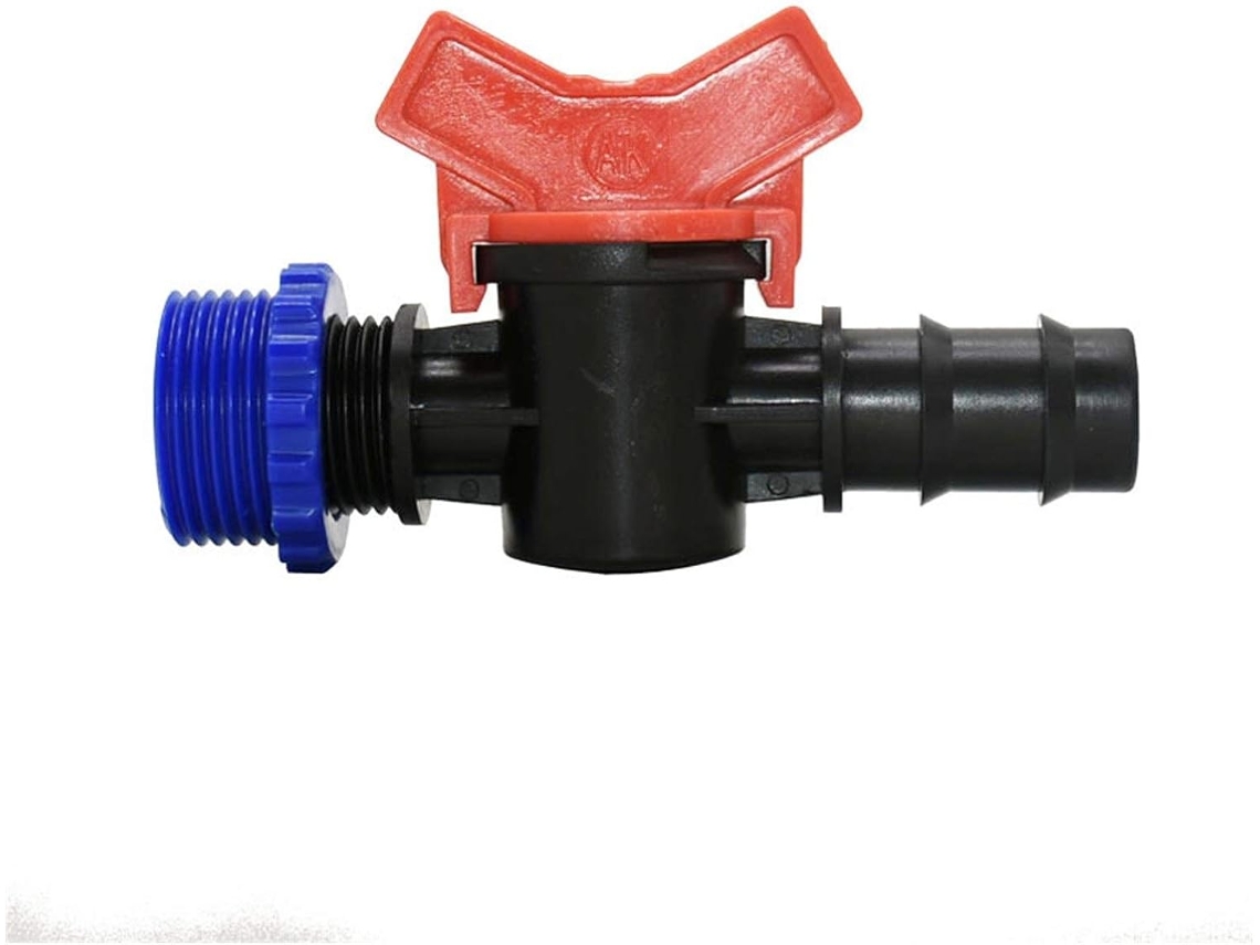 Conector de válvula para manguera de jardín con rosca macho de 1/2" y 3/4", sin marca.