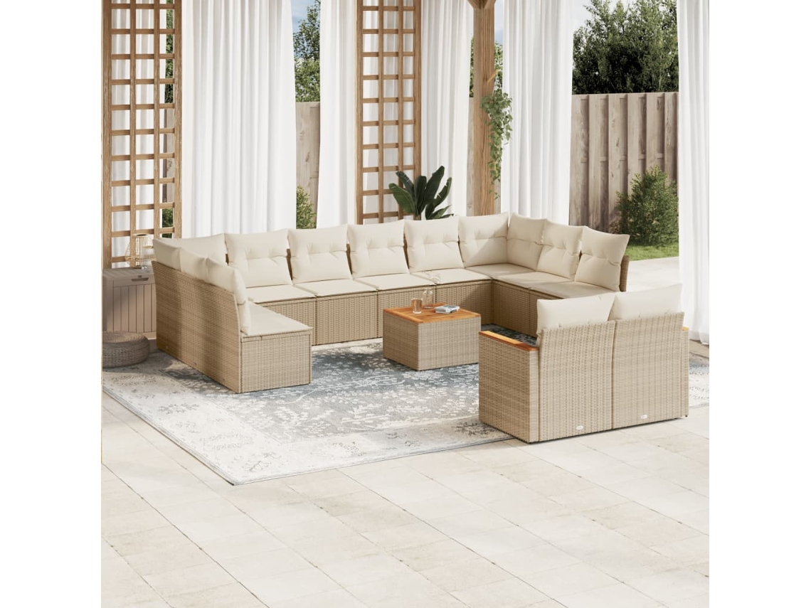 Conjunto de 13 sofás de jardín con cojines de mimbre beige de DKD Home Decor