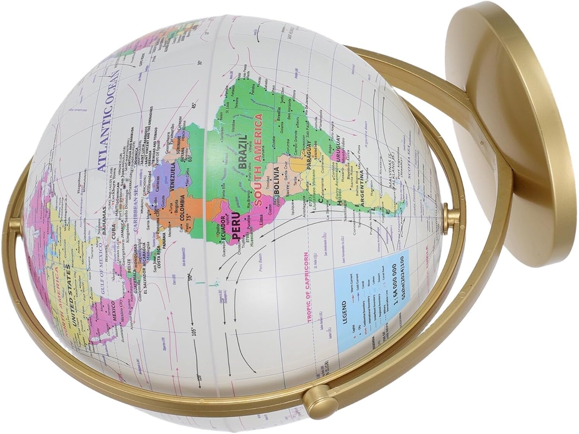 Globo Terráqueo Giratorio Educativo De 20 Cm Con Soporte Dorado