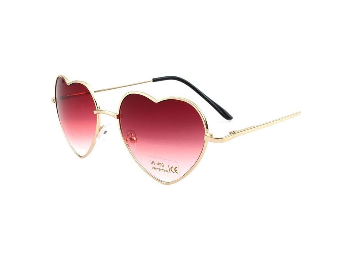 Gafas De Sol Con Forma De Corazón Y Montura Fina De Metal. Un Bonito Diseño En Forma De Corazón Para Mujer. Protección Uv.