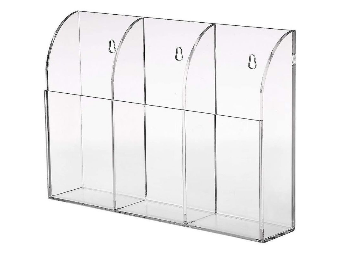 Soporte Transparente Para Mando A Distancia De Montaje En Pared Con 3 Compartimentos: Práctico Organizador Multimedia Para La Mesita De Noche.