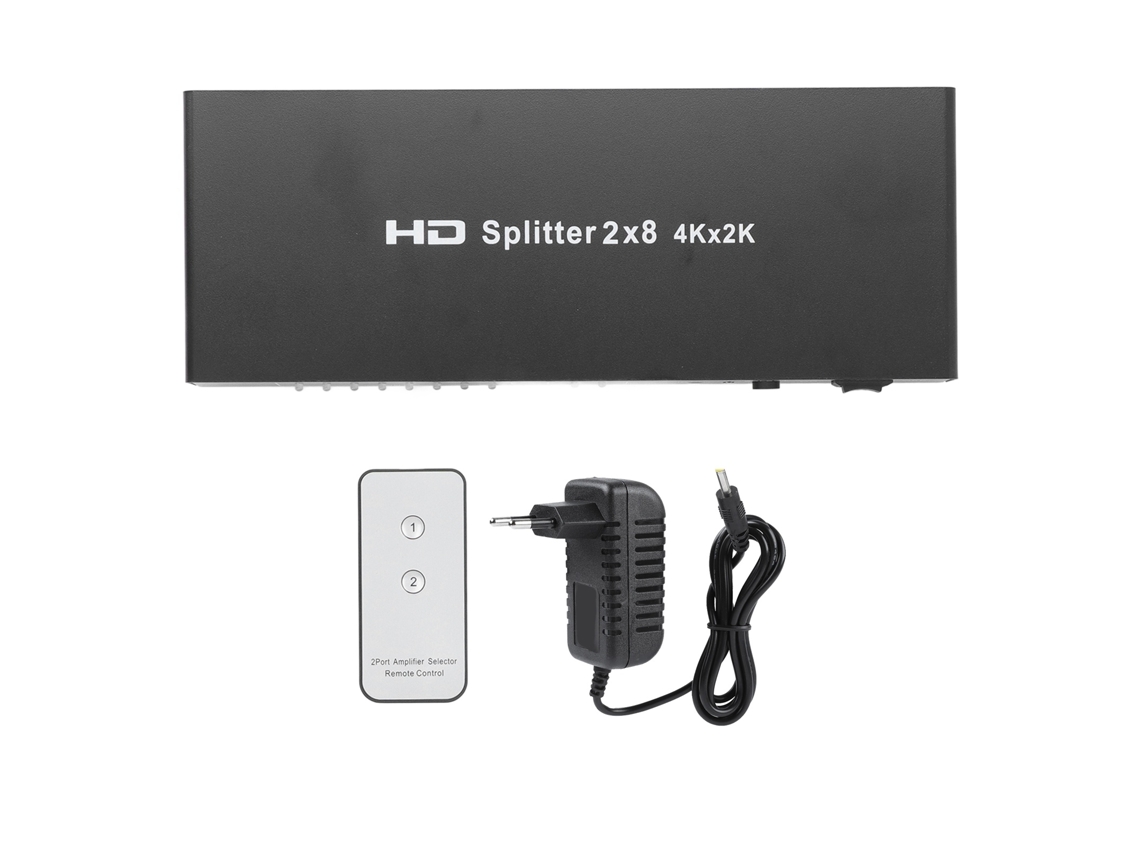 Conmutador Splitter Hdmi 2 Entradas 8 Salidas 4k Con Control Remoto De Selección De Video