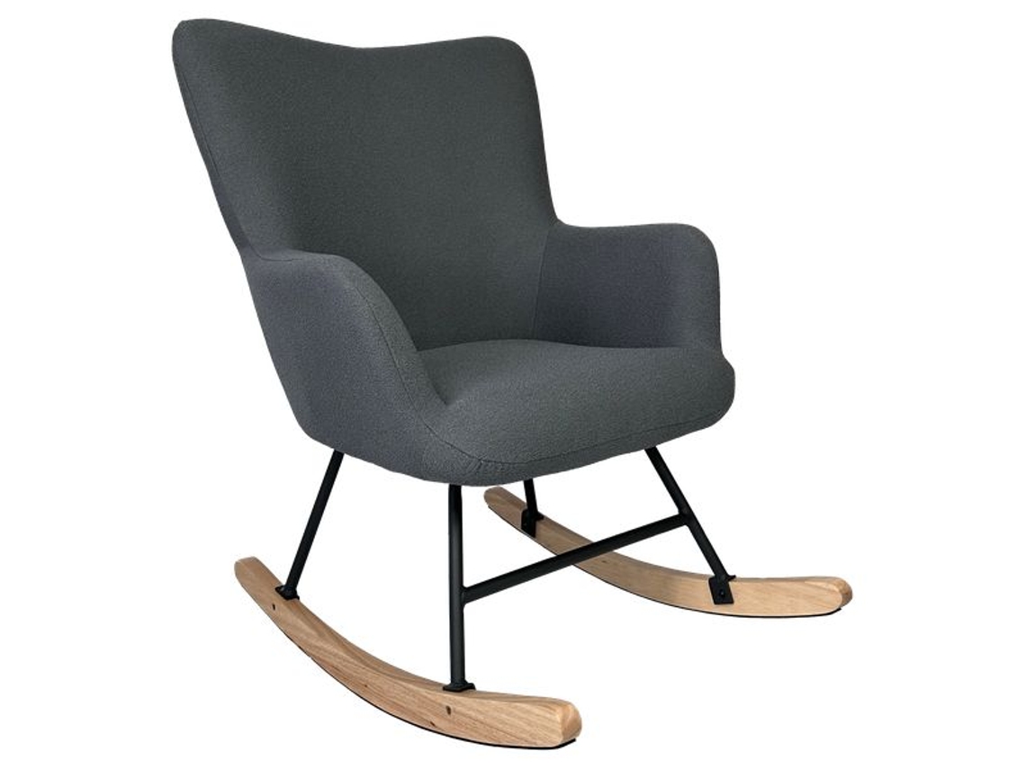 Silla mecedora de tela de bucle gris KAIRA