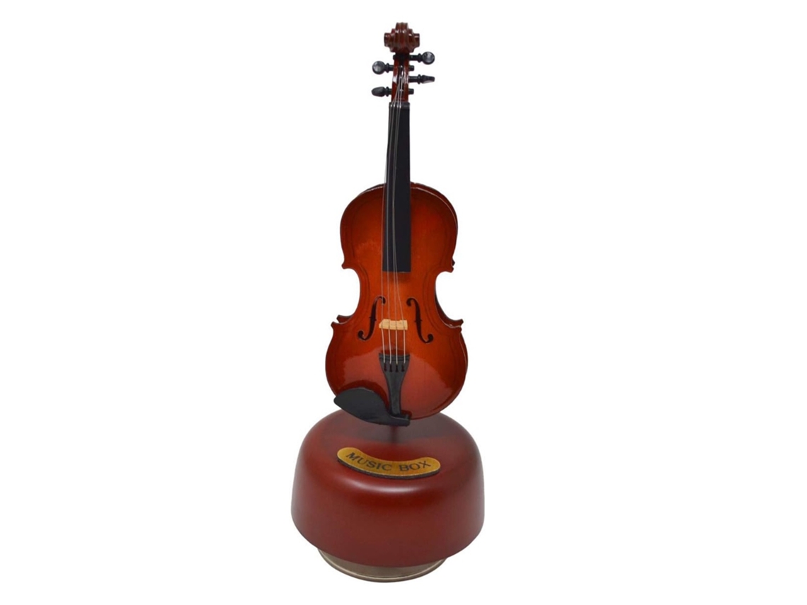 Caja De Música De Violín Con Base Giratoria, Instrumento Musical En Miniatura, Artículo De Arte Creativo, Regalo (marrón)