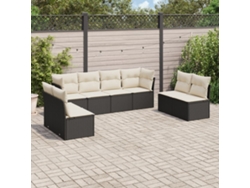 Conjunto de sofá de jardín de 8 piezas con cojines en mimbre sintético negro de DKD Home Decor