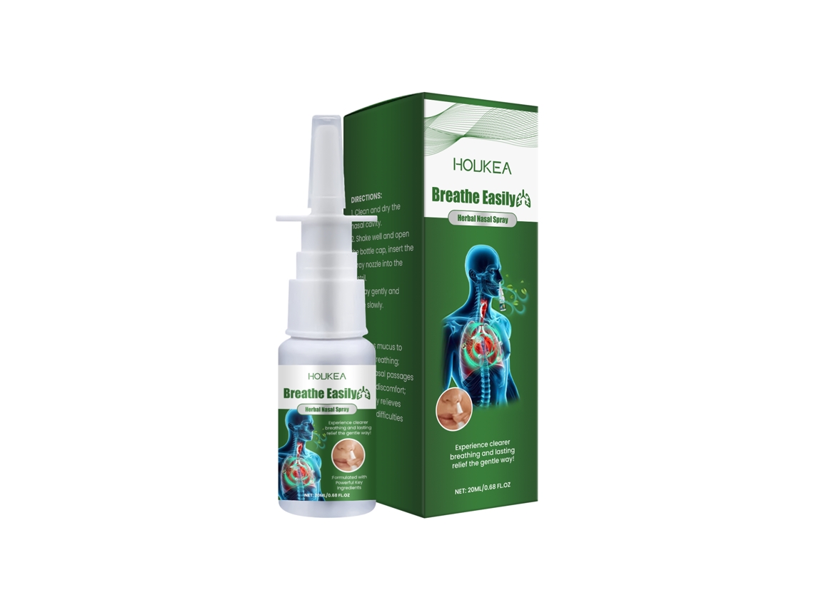 Spray nasal calmante con hierbas para un alivio rápido.