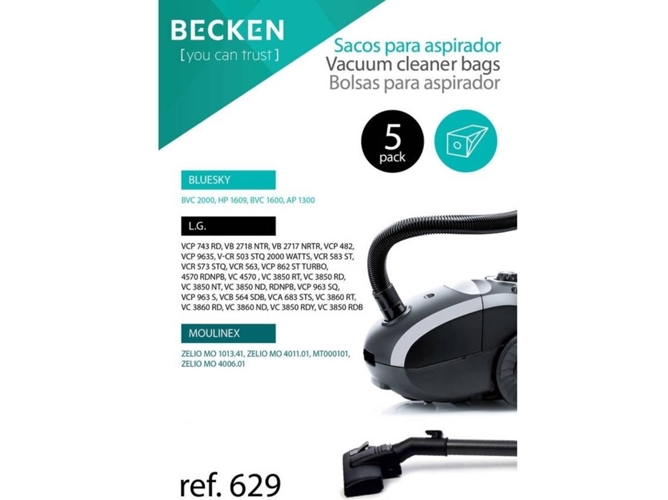 Bolsas para aspirador BECKEN REFª629 (5 unidades)