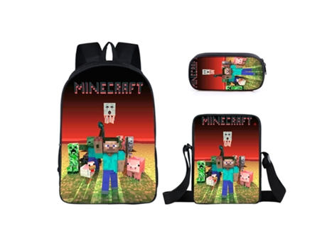 KOHREE Mochila escolar para estudiantes de Minecraft, juego de tres piezas